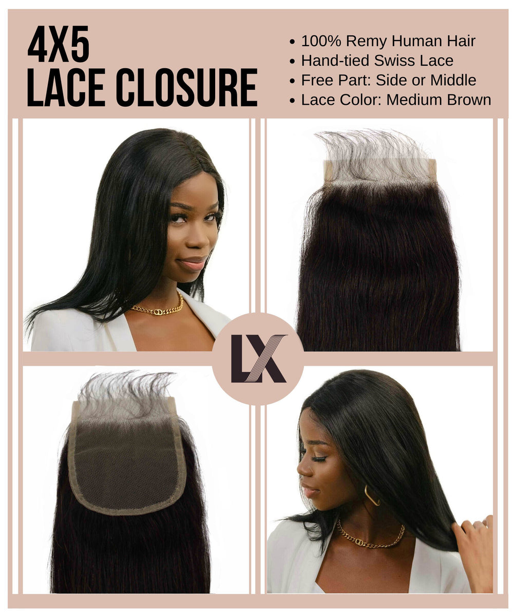 LUXLUXE Hair: 100% Virgin Remy 4x5 Human Hair Closure  display picture 3