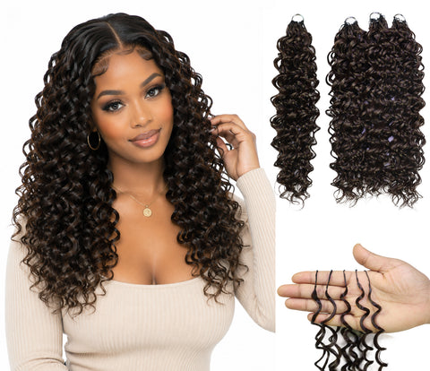 LUXLUXE Hawaiian Synthetic Crochet Hair Extensions – 14" 85g, 18" 110g, 22" 132g  Pre Separated 100 Strands Feather Hairpiece for Curly Protective Styles