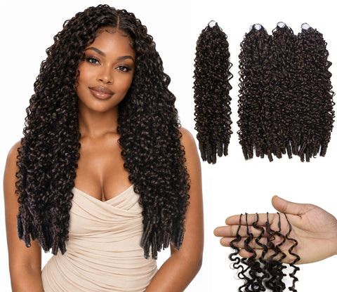 LUXLUXE Burmese Synthetic Crochet Hair Extensions – 14" 85g, 18" 110g, 22" 132g Pre Separated 100 Strands Feather Hairpiece for Soft Curly Protective Styles