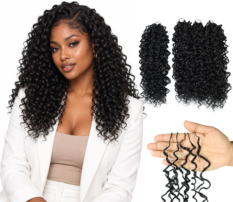 Luxluxe Jerry Curl 18 Inch Pre-Separated Synthetic Feather 110g Crochet Hair Extensions with 100 Strands for Women