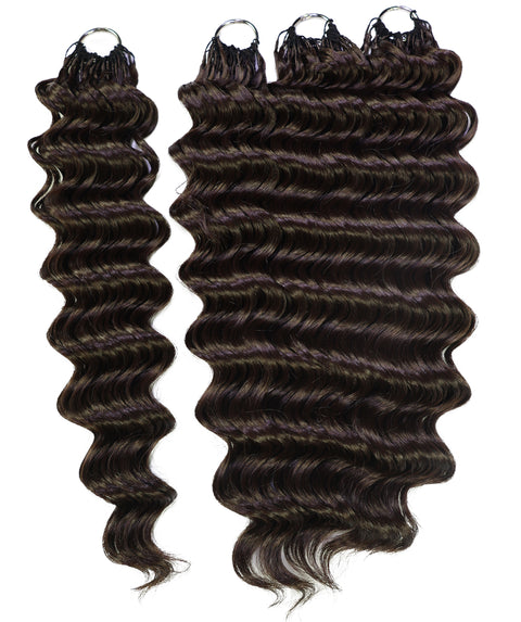 LUXLUXE Deep Wave Synthetic Crochet Hair Extensions – Available in 14"  85g 18" 110g & 22" 132g Pre Separated 100 Strands Feather Hairpiece