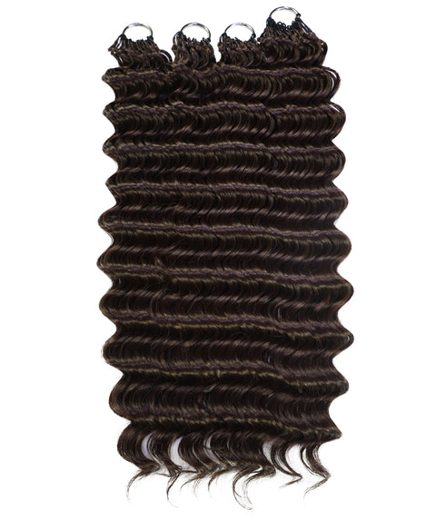 LUXLUXE Deep Wave Synthetic Crochet Hair Extensions – Available in 14"  85g 18" 110g & 22" 132g Pre Separated 100 Strands Feather Hairpiece
