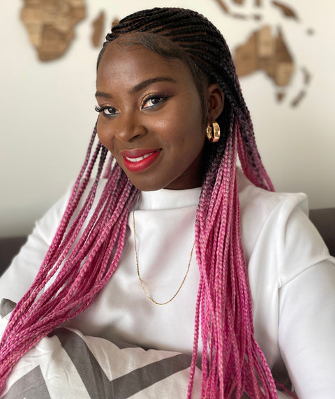 Malika Dark Pink Ombre Cornrow Braided Wig
