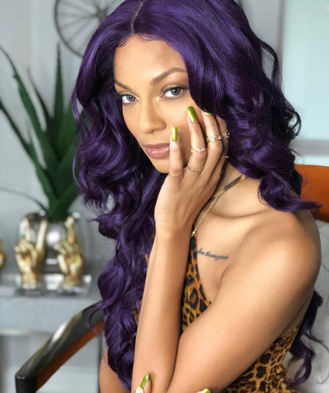 Asana Violet Blend Long Wavy Lace Front Wig