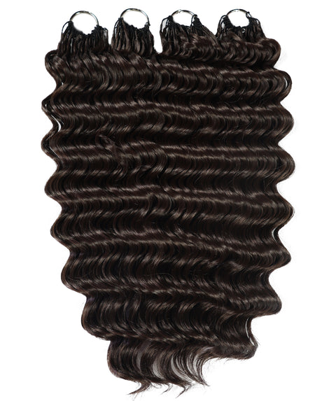 LUXLUXE Deep Wave Synthetic Crochet Hair Extensions – Available in 14"  85g 18" 110g & 22" 132g Pre Separated 100 Strands Feather Hairpiece