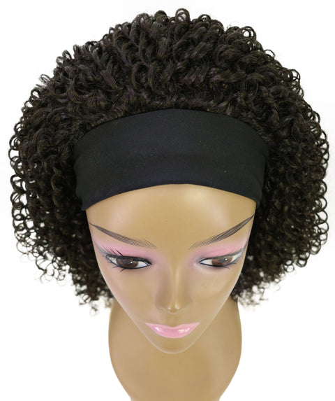Zemira Women's Natural Curly Afro Wig with Headband
