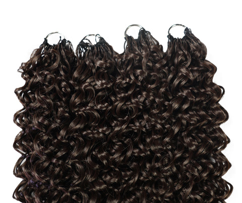 LUXLUXE Dominican Synthetic Crochet Hair Extensions – 14" 85g, 18" 110g, 22" 132g Pre Separated 100 Strands Feather Curly Hairpiece