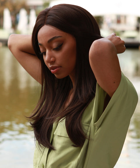 Kiya Medium Brown Long Bob Lace Front Wig