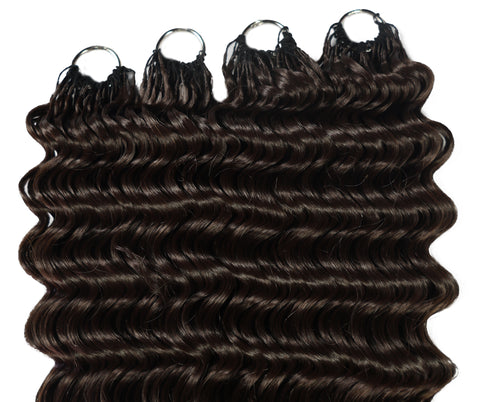 LUXLUXE Deep Wave Synthetic Crochet Hair Extensions – Available in 14"  85g 18" 110g & 22" 132g Pre Separated 100 Strands Feather Hairpiece