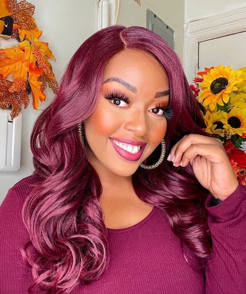 Cleo Deep Red Layered Lace Front Wig