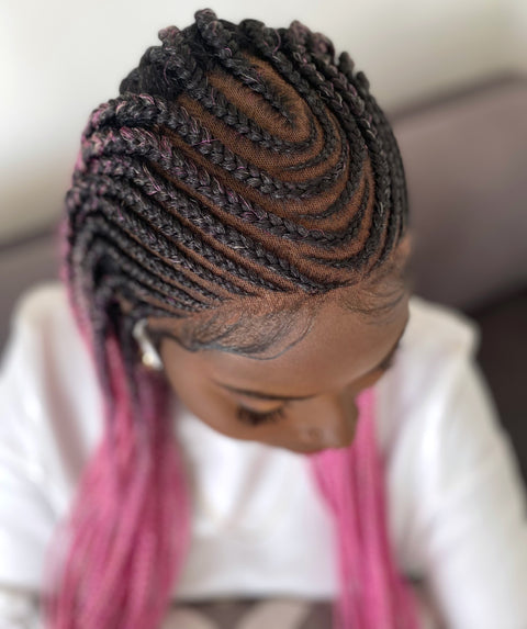Malika Dark Pink Ombre Cornrow Braided Wig