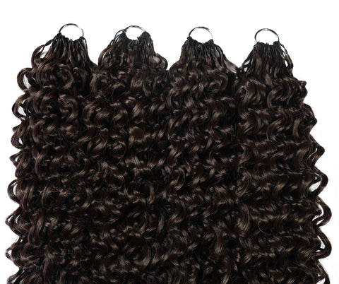 LUXLUXE Dominican Synthetic Crochet Hair Extensions – 14" 85g, 18" 110g, 22" 132g Pre Separated 100 Strands Feather Curly Hairpiece