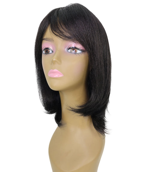 Lynette Sleek Shoulder-Length Elegant Silver Ombre Bob Wig with Bangs