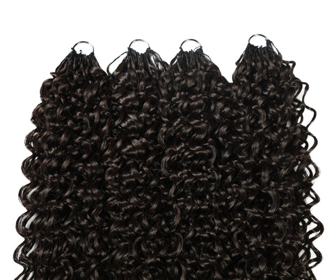 LUXLUXE Dominican Synthetic Crochet Hair Extensions – 14" 85g, 18" 110g, 22" 132g Pre Separated 100 Strands Feather Curly Hairpiece