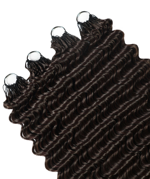 LUXLUXE Deep Wave Synthetic Crochet Hair Extensions – Available in 14"  85g 18" 110g & 22" 132g Pre Separated 100 Strands Feather Hairpiece