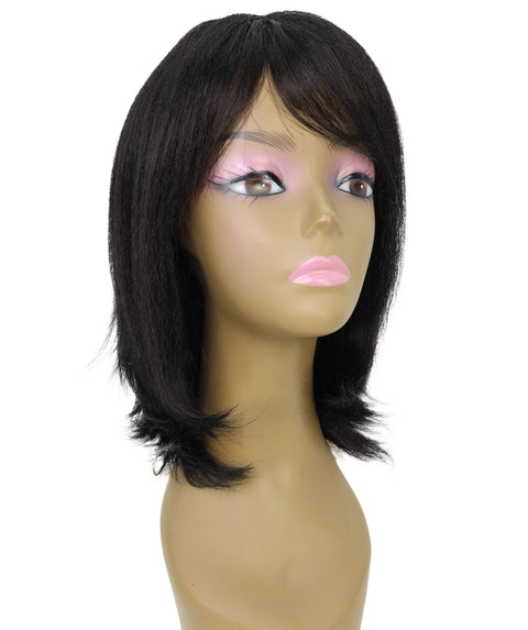 Lynette Sleek Shoulder-Length Elegant Silver Ombre Bob Wig with Bangs
