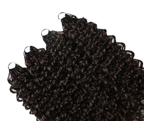 LUXLUXE Dominican Synthetic Crochet Hair Extensions – 14" 85g, 18" 110g, 22" 132g Pre Separated 100 Strands Feather Curly Hairpiece