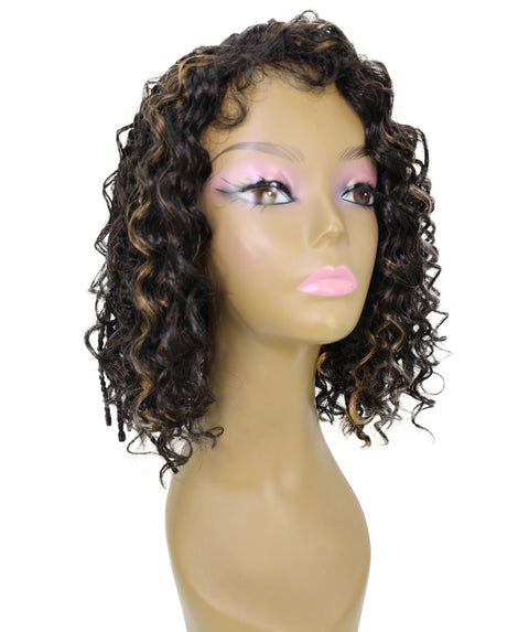 Ebonee Curly Bob Wig Collar-Length Curls and Hand-Braided Box Braids