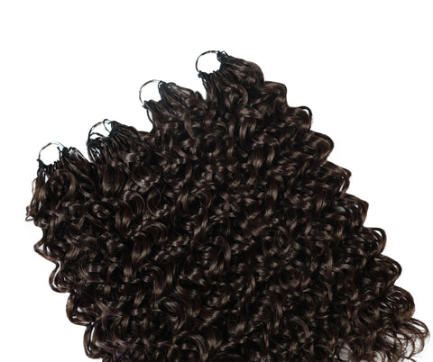 LUXLUXE Dominican Synthetic Crochet Hair Extensions – 14" 85g, 18" 110g, 22" 132g Pre Separated 100 Strands Feather Curly Hairpiece