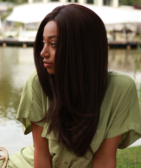Kiya Medium Brown Long Bob Lace Front Wig
