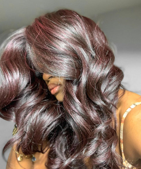 Cleo Deep Red and Black Blend Layered Lace Front Wig