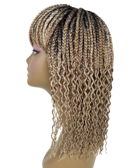 Merlene Shoulder-Length full wig Braided Curly with Box Braid Texture Bob Wig