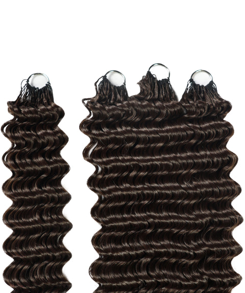 LUXLUXE Deep Wave Synthetic Crochet Hair Extensions – Available in 14"  85g 18" 110g & 22" 132g Pre Separated 100 Strands Feather Hairpiece