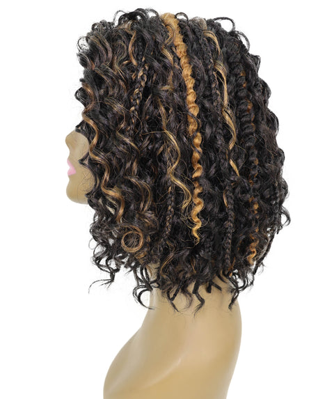 Ebonee Curly Bob Wig Collar-Length Curls and Hand-Braided Box Braids