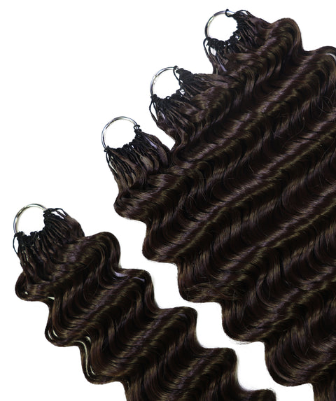 LUXLUXE Deep Wave Synthetic Crochet Hair Extensions – Available in 14"  85g 18" 110g & 22" 132g Pre Separated 100 Strands Feather Hairpiece