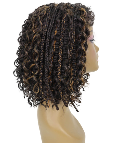 Ebonee Curly Bob Wig Collar-Length Curls and Hand-Braided Box Braids