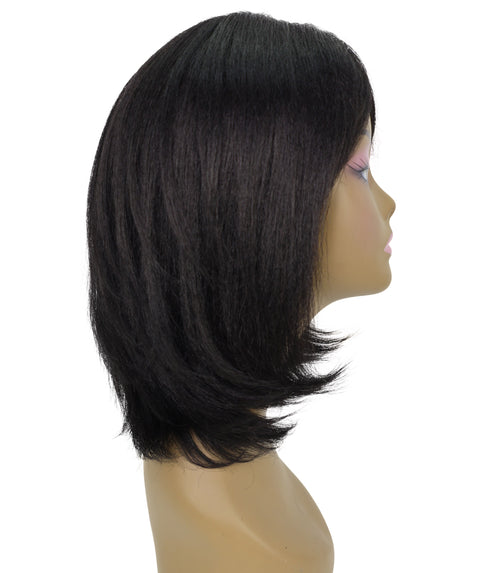 Lynette Sleek Shoulder-Length Elegant Silver Ombre Bob Wig with Bangs