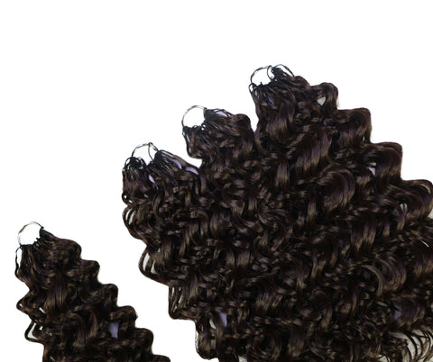 LUXLUXE Hawaiian Synthetic Crochet Hair Extensions – 14" 85g, 18" 110g, 22" 132g  Pre Separated 100 Strands Feather Hairpiece for Curly Protective Styles