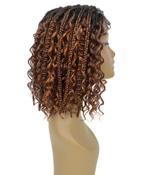 Ebonee Curly Bob Wig Collar-Length Curls and Hand-Braided Box Braids