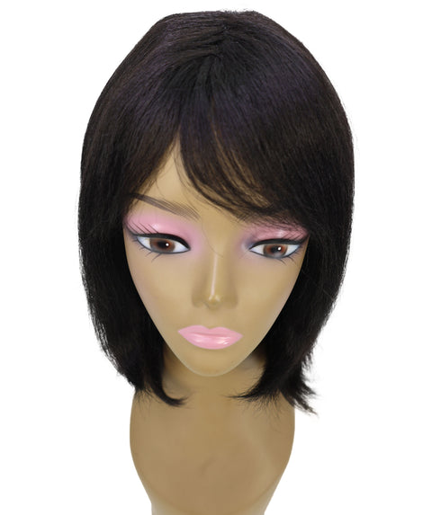 Lynette Sleek Shoulder-Length Elegant Silver Ombre Bob Wig with Bangs