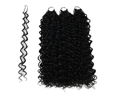LUXLUXE Water Curl Synthetic Crochet Hair Extensions – Available in 14"  78g 18" 100g & 22" 120g Pre Separated 100 Strands Feather Hairpiece for Natural Bouncy Curls