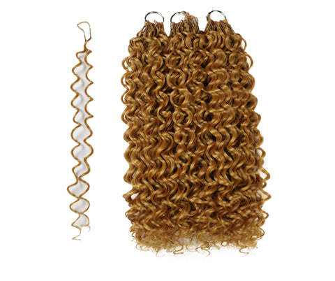 LUXLUXE Water Curl Synthetic Crochet Hair Extensions – Available in 14"  78g 18" 100g & 22" 120g Pre Separated 100 Strands Feather Hairpiece for Natural Bouncy Curls