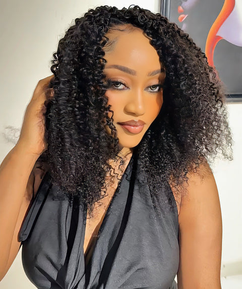 LUXLUXE Burmese Bohemian Real Human Crochet Curly Hair Extensions 40 Strands - Natural & Natural Black 14 16 & 18 Inch with weights 40g 45g & 50g Knotless Pre Separated Feather Line Lightweight Texture Curls Hairpiece for Women