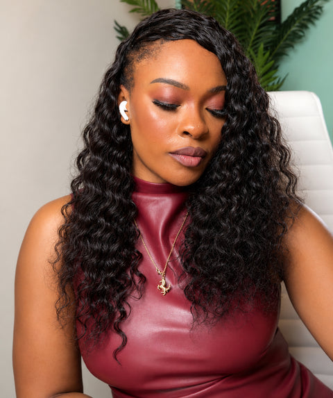 LUXLUXE Loose Deep Real Human Crochet Hair Extensions 40 Strands - Natural  & Natural Black 14 16 & 18 Inch with weights 40g 45g & 50g Knotless Pre Separated Feather Line Lightweight Texture Wavy Hairpiece for Women