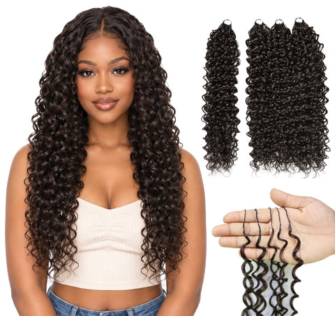 LUXLUXE Dominican Synthetic Crochet Hair Extensions – 14" 85g, 18" 110g, 22" 132g Pre Separated 100 Strands Feather Curly Hairpiece