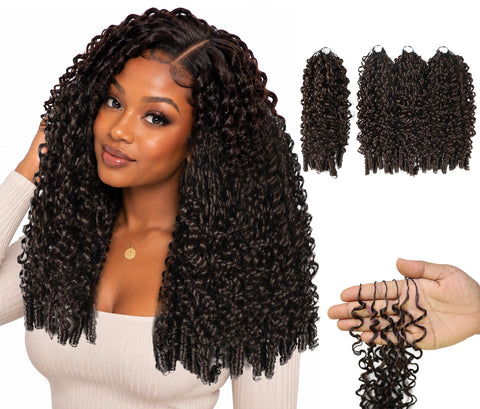 LUXLUXE Burmese Synthetic Crochet Hair Extensions – 14" 85g, 18" 110g, 22" 132g Pre Separated 100 Strands Feather Hairpiece for Soft Curly Protective Styles