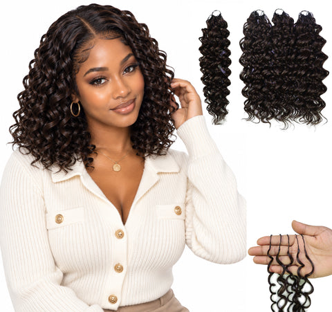 LUXLUXE Hawaiian Synthetic Crochet Hair Extensions – 14" 85g, 18" 110g, 22" 132g  Pre Separated 100 Strands Feather Hairpiece for Curly Protective Styles
