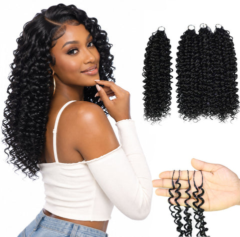 Luxluxe Bohemian 18" Pre-Separated Synthetic Feather 110g Crochet Hair Extensions with 100 Strands for Women