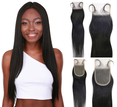 Amahle 4x4 Lace Closure Straight 12" Natural Color 100% Human Hair Extensions