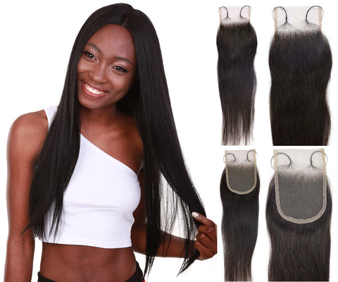 Amahle 4x4 Lace Closure Straight 12" Natural Color 100% Human Hair Extensions