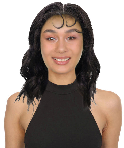 Ginna Mid-Length Wavy 13.5 inch Wig Natural-Looking Waves with Defined Center Part
