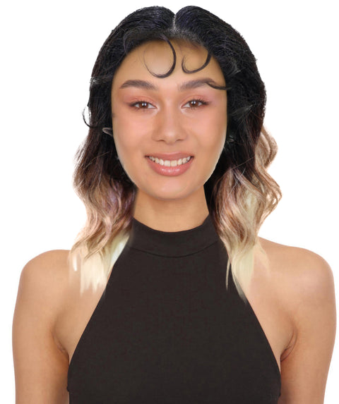 Ginna Mid-Length Wavy 13.5 inch Wig Natural-Looking Waves with Defined Center Part