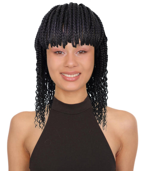 Merlene Shoulder-Length full wig Braided Curly with Box Braid Texture Bob Wig
