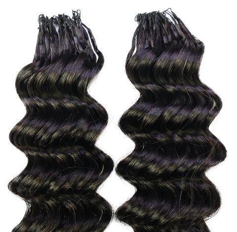 LUXLUXE Deep Wave Real Human Crochet Hair Extensions 40 Strands - Natural  & Natural Black 14 16 & 18 Inch with weights 40g 45g & 50g Knotless Pre Separated Feather Wavy Hairpiece for Women