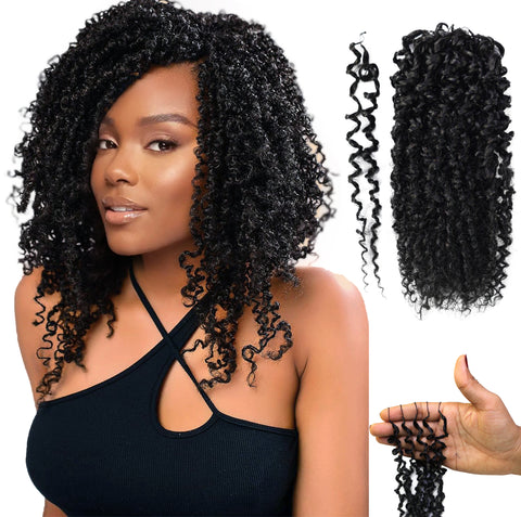 LUXLUXE Knotless Micro Yanky Curly Pre Looped Crochet Human Hair Extensions - Natural Black 14" 40g 16" 45g & 18" 50g Pre Separated 40 Strands Feather Protective Style