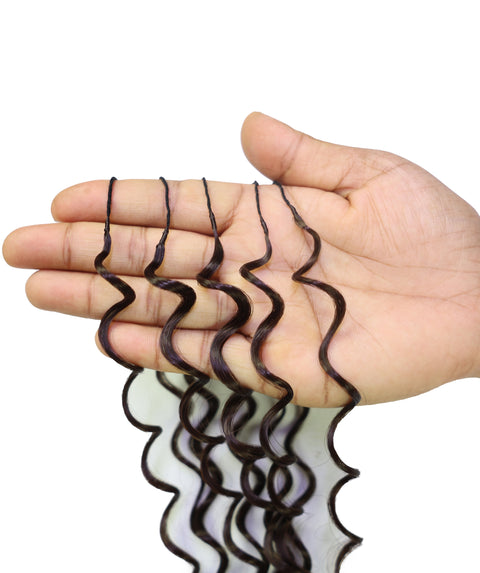 LUXLUXE Deep Wave Synthetic Crochet Hair Extensions – Available in 14"  85g 18" 110g & 22" 132g Pre Separated 100 Strands Feather Hairpiece